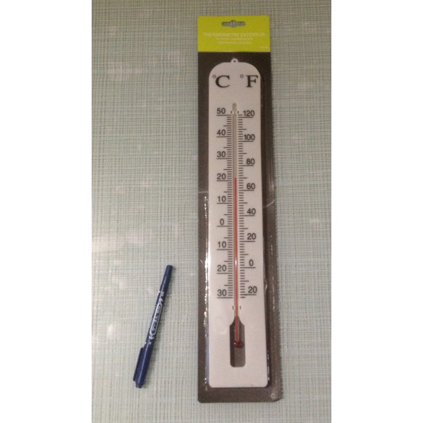 Thermomètre intérieur/extérieur en plastique 40cm